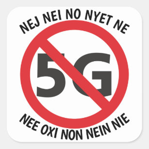 Multilingual No to 5G sticker