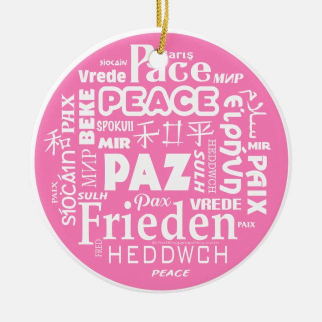 Multilingual peace Christmas decoration - pink (Front)