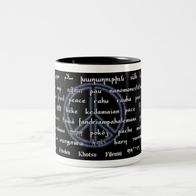 Multilingual Peace Two-Tone Coffee Mug (Center)