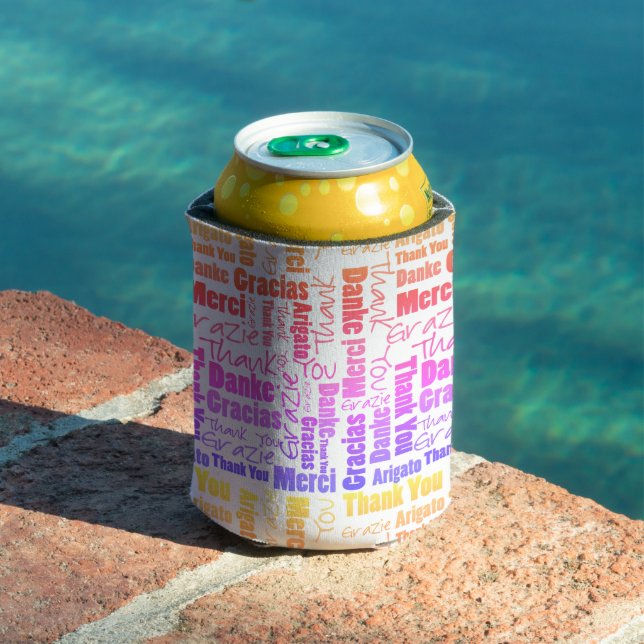 Multilingual Rainbow Thank You Typography Can Cooler (In Situ Pool)