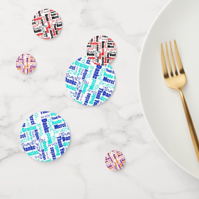 Multilingual Thank You Typography Word Collage Confetti (Group)