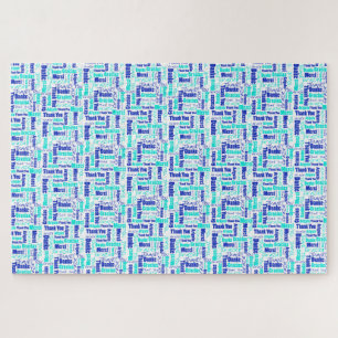 Multilingual Typography Thank You Blues Jigsaw Puzzle