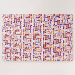 Multilingual Typography Thank You Orange Purple Jigsaw Puzzle