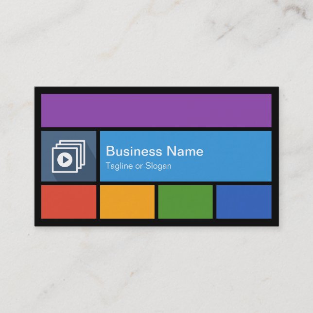 Multimedia Studio - Colourful Tiles Creative Business Card (Front)