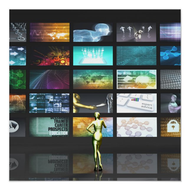 Multimedia Technology with Woman Staring at Screen Poster (Front)