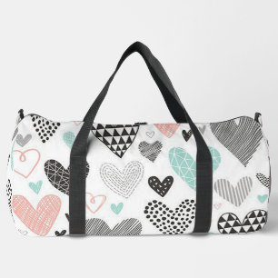 Multipattern Hearts Duffle Bag