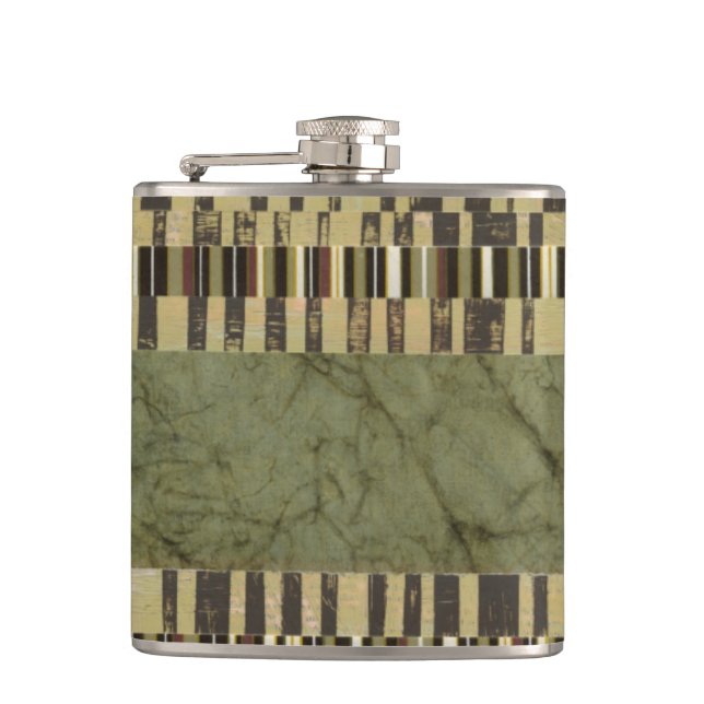 Multipatterned Panel Painting Hip Flask (Front)