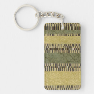 Multipatterned Panel Painting Key Ring