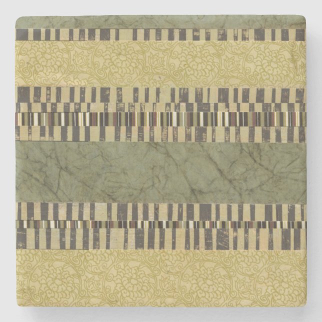 Multipatterned Panel Painting Stone Coaster (Front)
