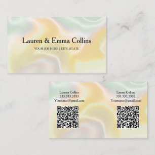 Multipl Name Iridescent Holographic Dual QR Code Business Card