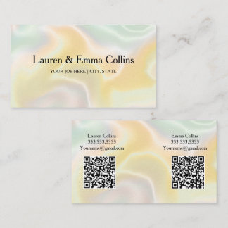 Multipl Name Iridescent Holographic Dual QR Code Business Card