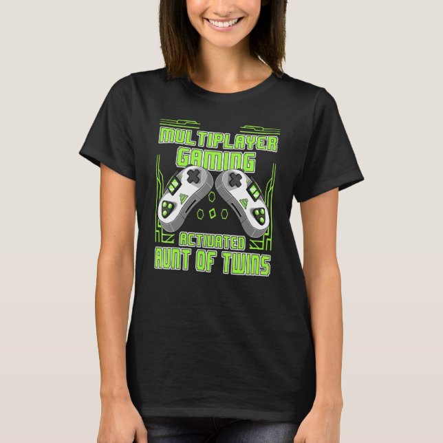 Multiplayer Gaming Aunt Of Twins Video Gamer Women T-Shirt (Front)
