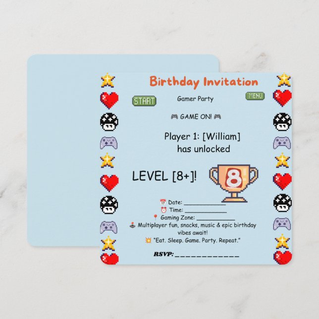 Multiplayer Gaming Invitation – Epic Birthday Vibe (Front/Back)