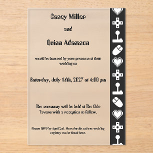 Multiplayer Mode in Black Acrylic Wedding Invitations