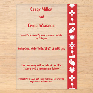 Multiplayer Mode in Cherry Acrylic Wedding Invitations