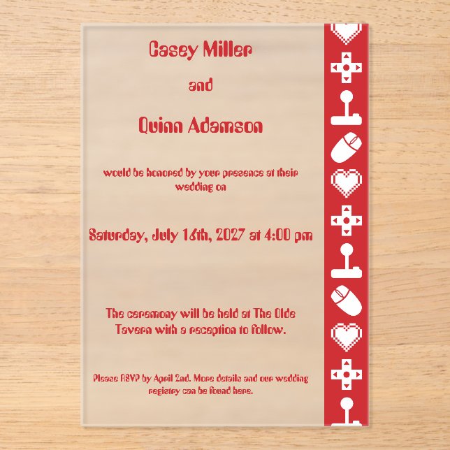 Multiplayer Mode in Cherry Acrylic Wedding  Invitations (Front)