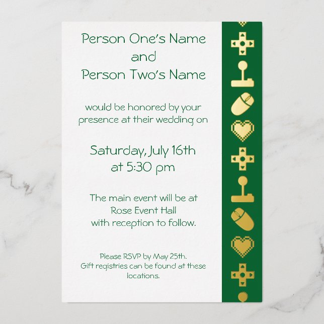 Multiplayer Mode in Green Foil Invitation (Front)