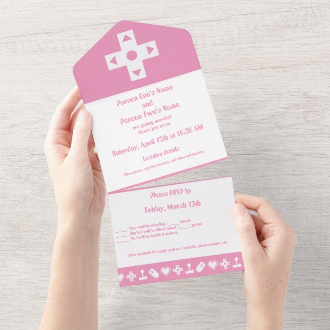 Multiplayer Mode in Petal Pink All In One Invitation (Tearaway)