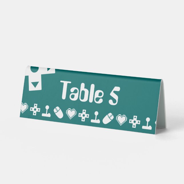 Multiplayer Mode in Teal Table Tent Sign (Front)