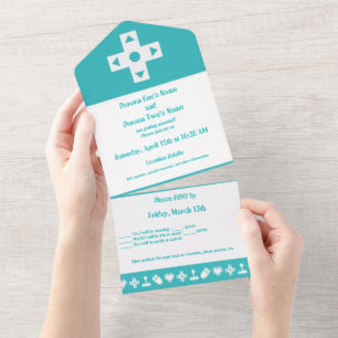 Multiplayer Mode in Turquoise All In One Invitation