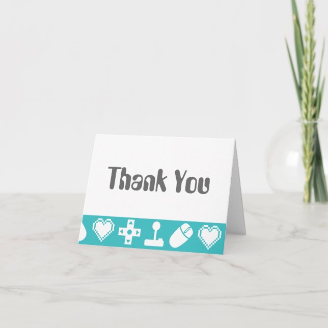 Multiplayer Mode in Turquoise Thank You Card (Front)