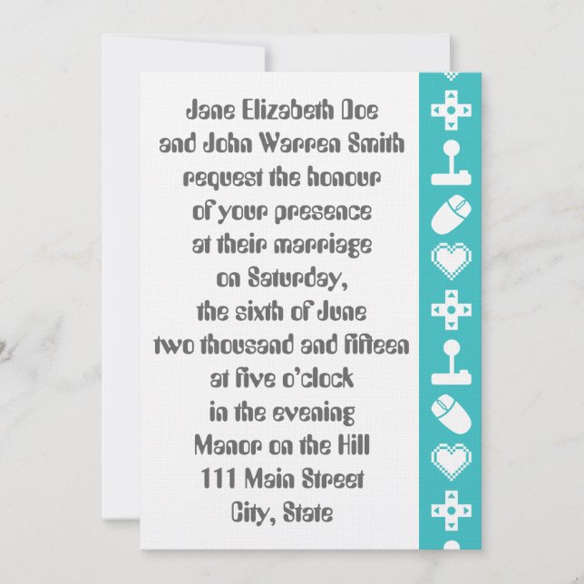 Multiplayer Mode in Turquoise Wedding Invitation (Front)