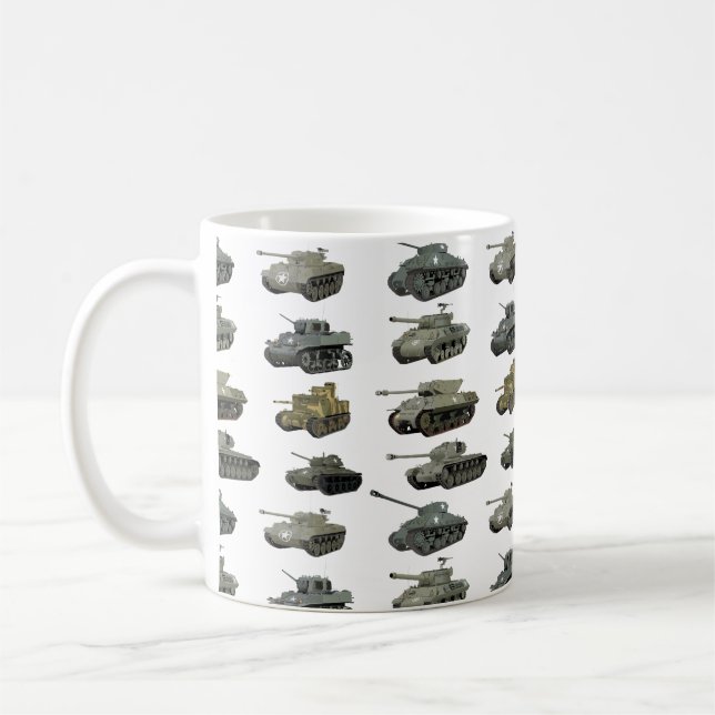 Multiple American WW2 Tanks and Armoured Vehicles Coffee Mug (Left)