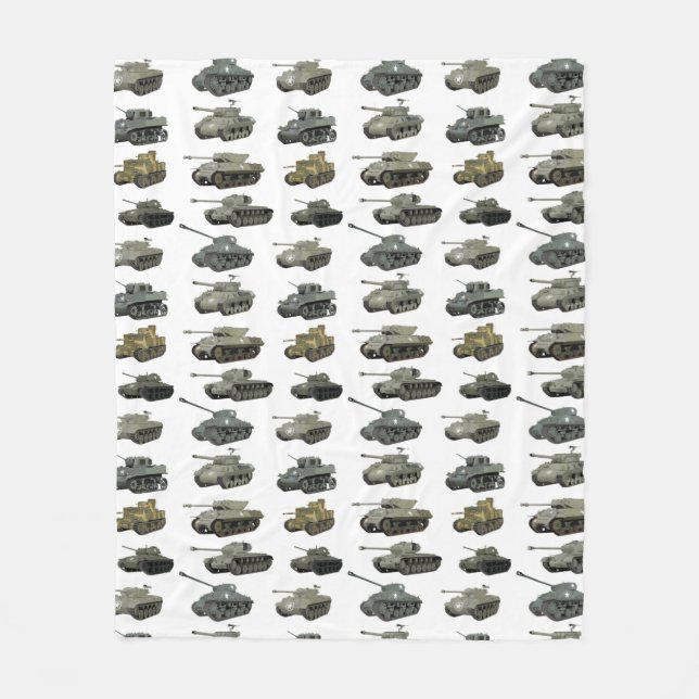 Multiple American WW2 Tanks and Armoured Vehicles Fleece Blanket (Front)