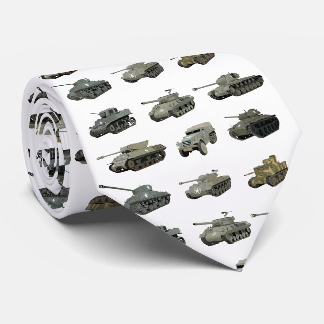 Multiple American WW2 Tanks and Armoured Vehicles Tie (Rolled)