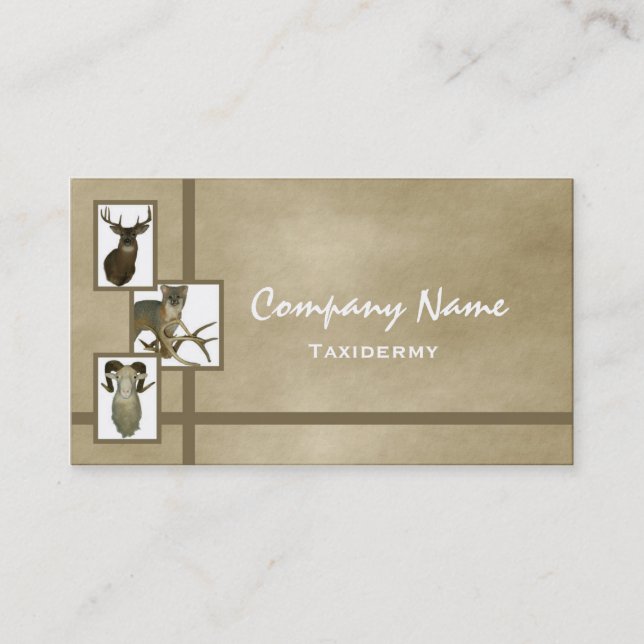 Multiple Animal Taxidermy Business Cards ~ D2 Tan (Front)