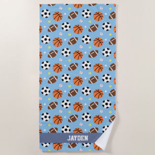 Multiple Balls Sports Pattern Boys Beach Towel
