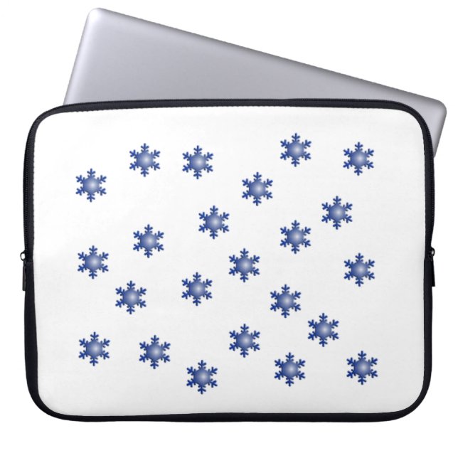 Multiple Blue Snowflake Starburst Laptop Sleeve (Front)