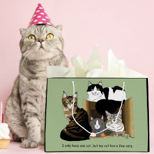 Multiple Cat Households Green Funny Large Gift Bag