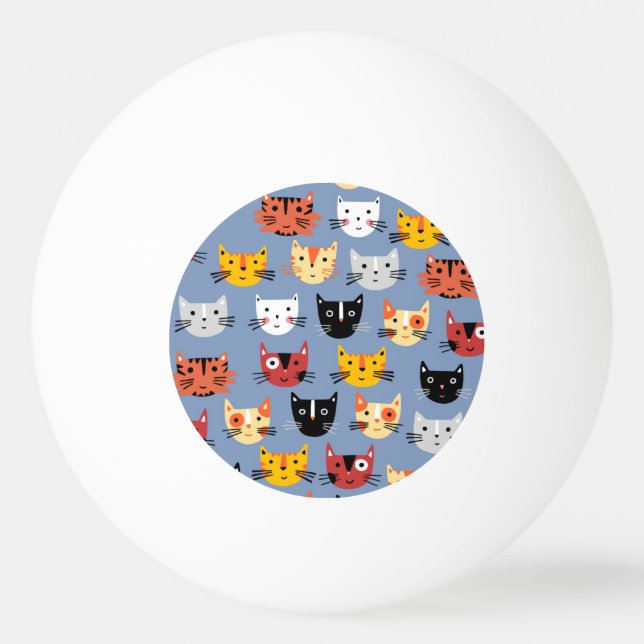 Multiple Cats Pattern Ping Pong Ball (Front)