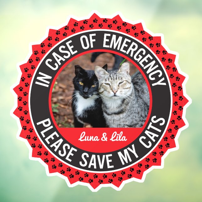 Multiple Cats Safety Alert Custom First Responder Window Cling (Sheet 3)