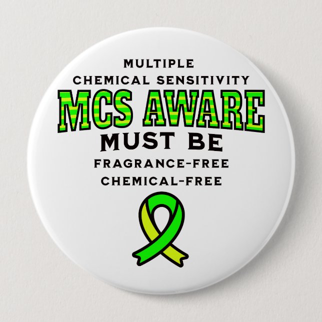 Multiple Chemical Sensitivity MCS Awareness  10 Cm Round Badge (Front)