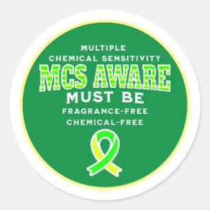 Multiple Chemical Sensitivity MCS Awareness  Classic Round Sticker
