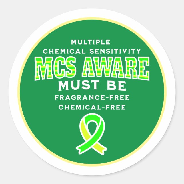 Multiple Chemical Sensitivity MCS Awareness  Classic Round Sticker (Front)