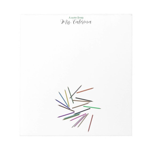 Multiple Colored Pencils Teacher Notepad (Front)