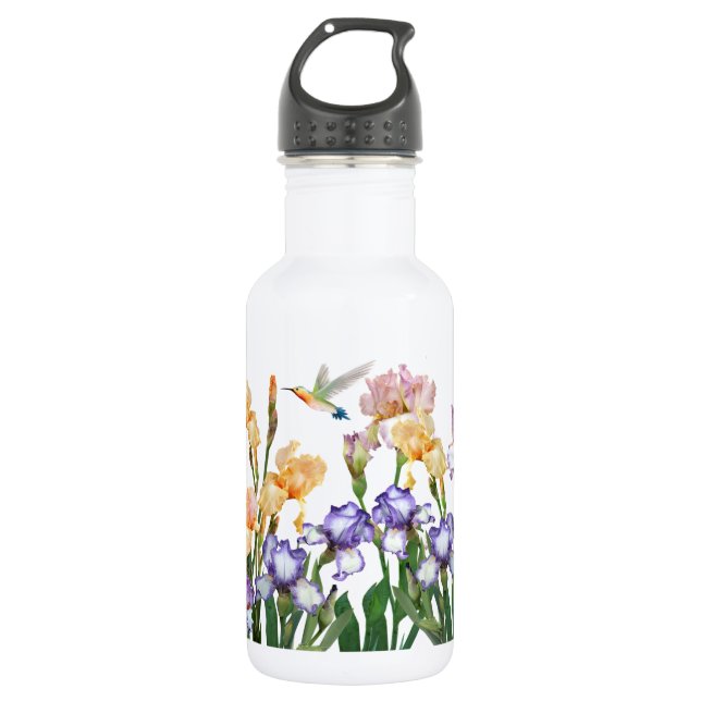 Multiple Colour Irises / Flower Garden  532 Ml Water Bottle (Front)