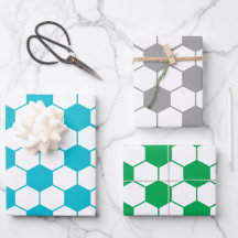 Multiple Colour Soccer ball pattern Wrapping Paper