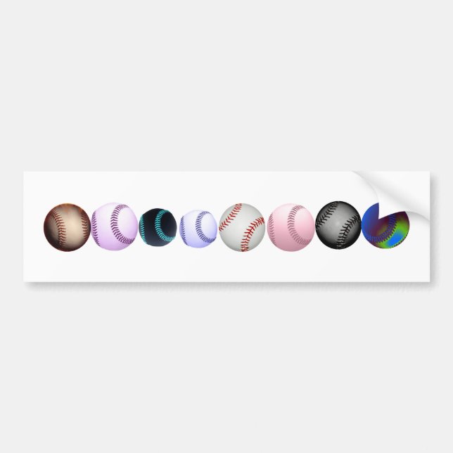 Multiple Coloured And Styles Of Baseballs Bumper Sticker (Front)