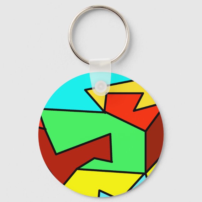 Multiple colours abstract angles and triangle key ring (Front)