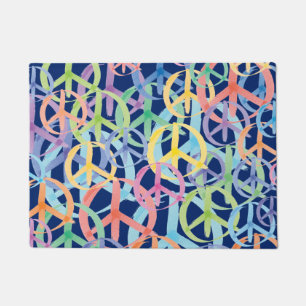 Multiple Colours of Peace Symbols Doormat