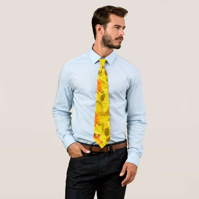Multiple Daffodils Gold Medal flowers Neck Tie (In Situ)