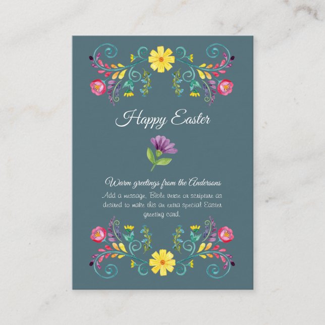 Multiple Easter Cards 100 PHOTO FOLK FLORAL Budget (Front)