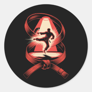 Multiple Exposure Art Belt Judo Karate Taekwondo J Classic Round Sticker