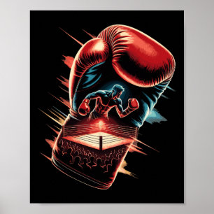 Multiple Exposure Art Boxing Gloves Fighter Boxer  Poster