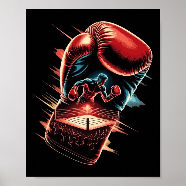 Multiple Exposure Art Boxing Gloves Fighter Boxer  Poster (Front)