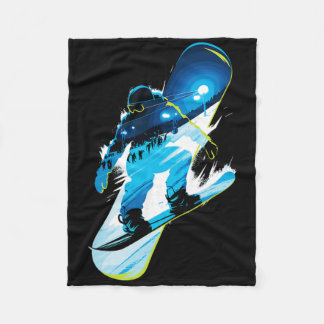 Multiple Exposure Art Snowboard Snowboarding Snowb Fleece Blanket